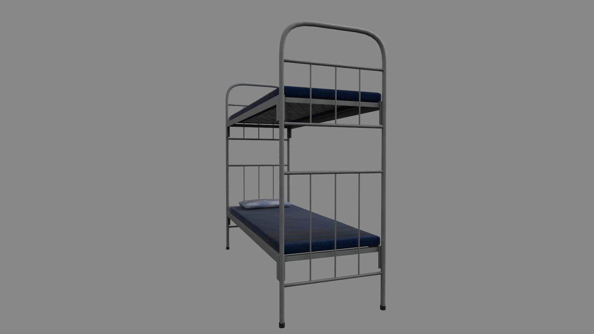 Army bed Low-poly 3D model_4