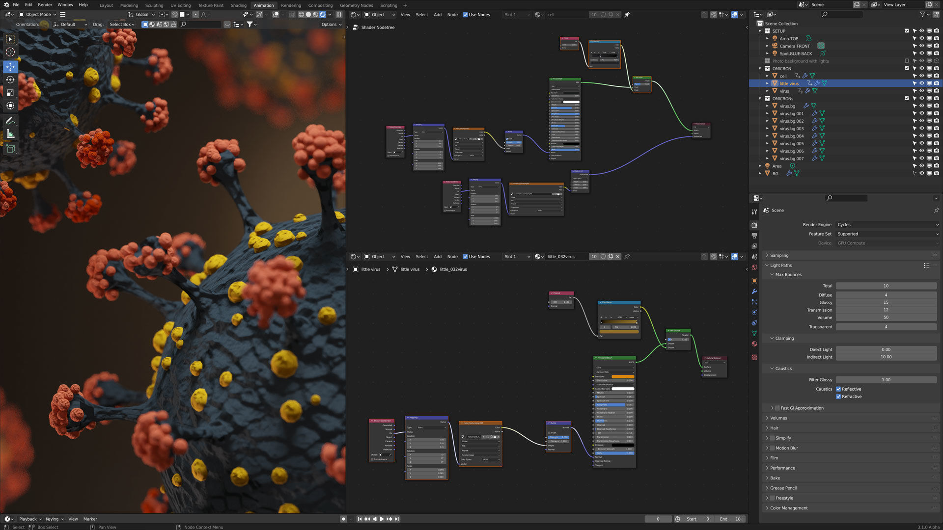 Omicron virus variant 3D model_7