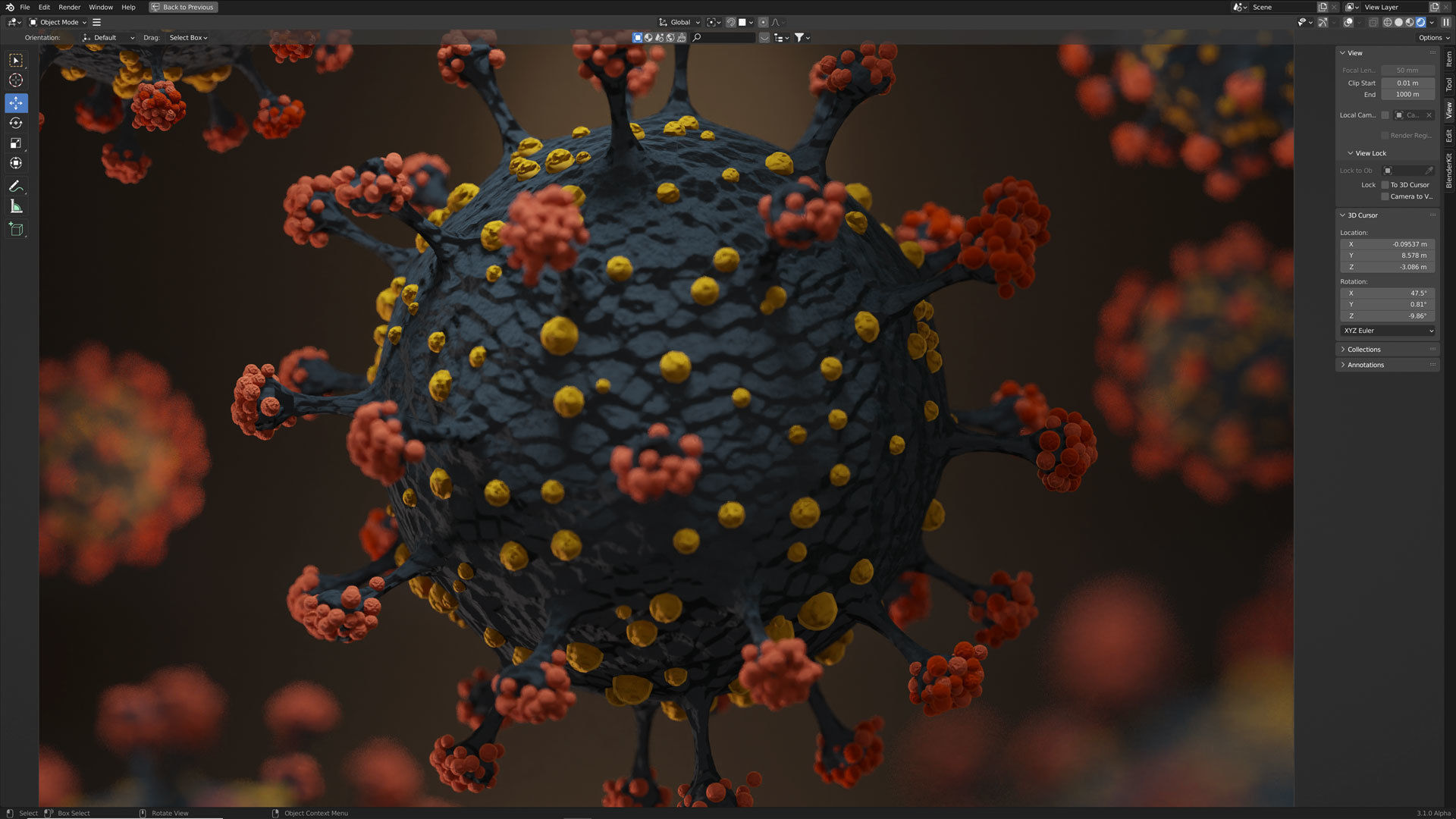 Omicron virus variant 3D model_6