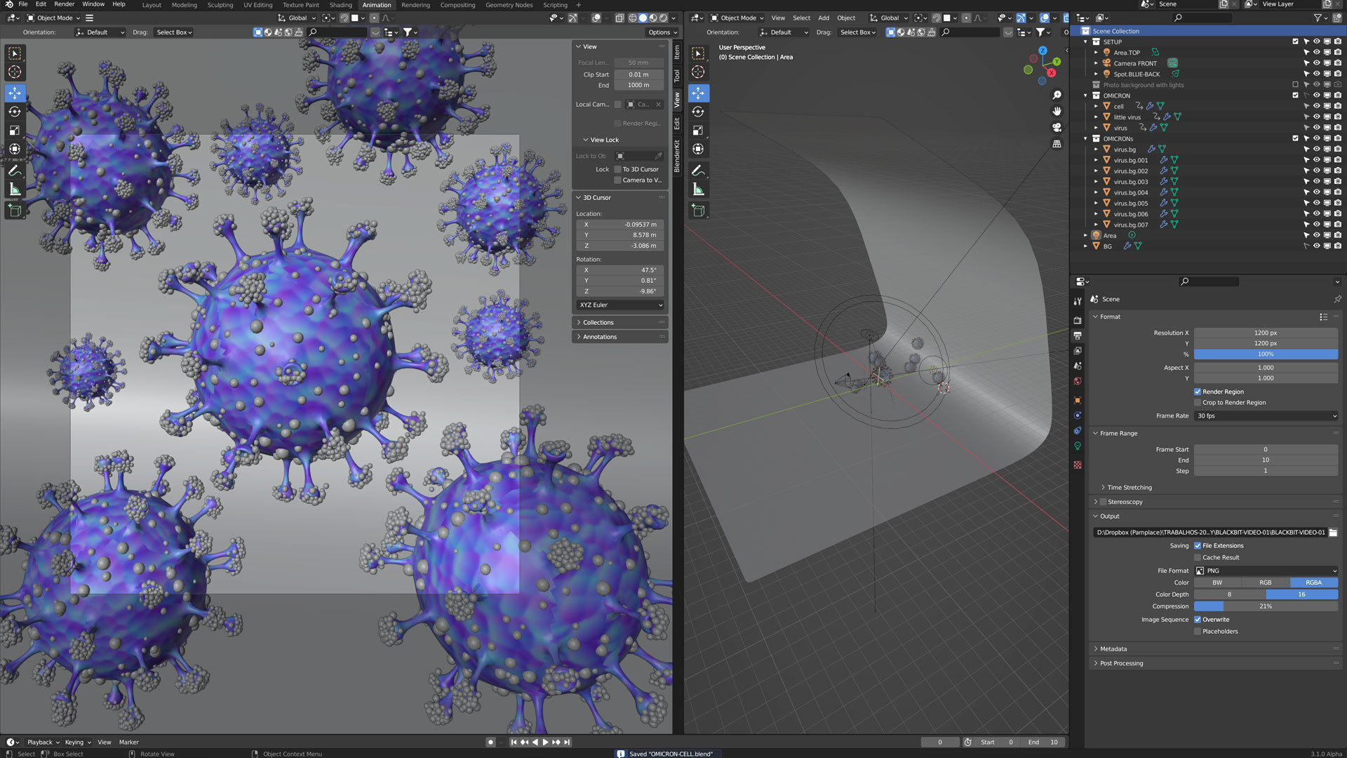 Omicron virus variant 3D model_3