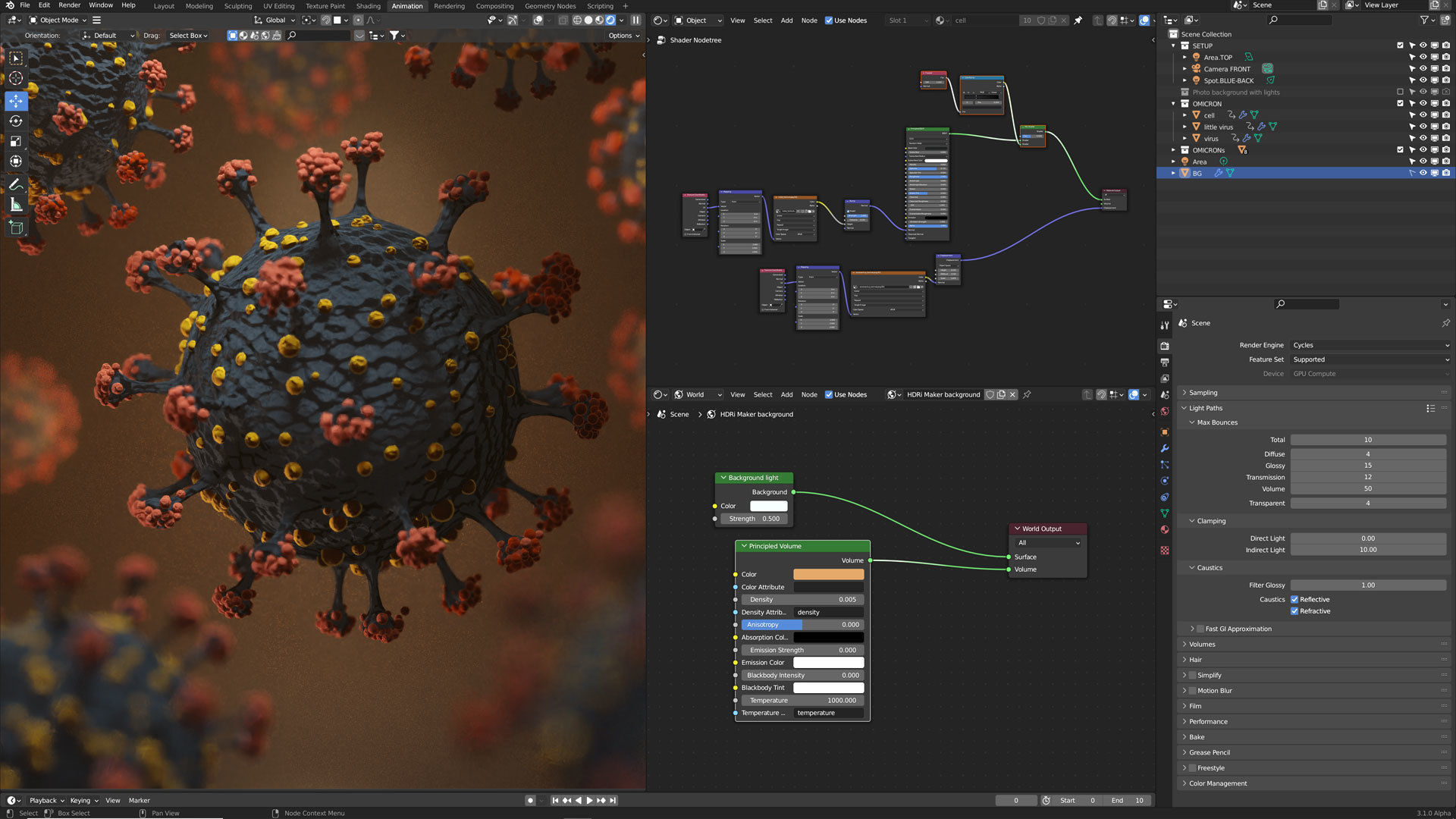 Omicron virus variant 3D model_8