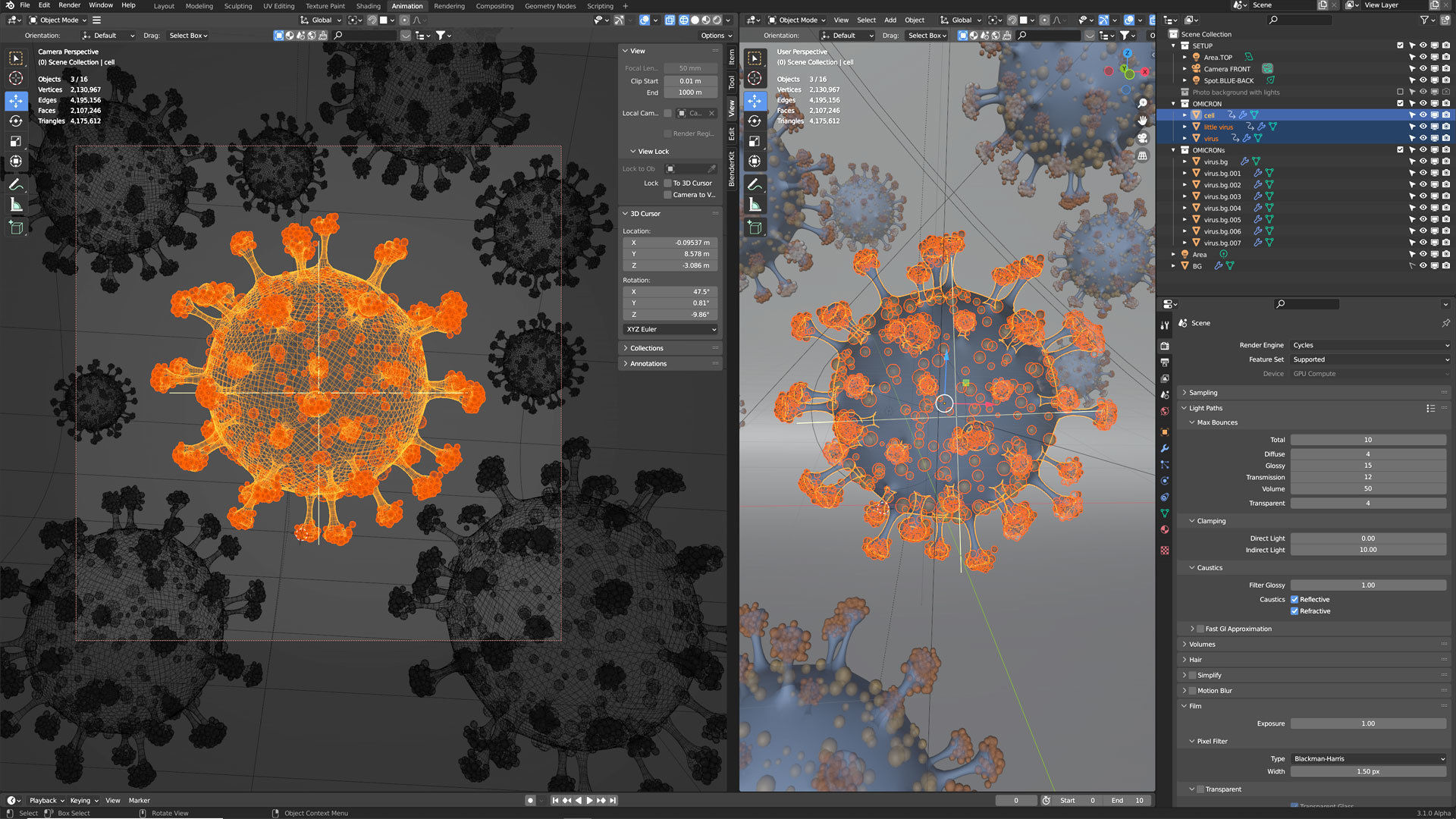 Omicron virus variant 3D model_5