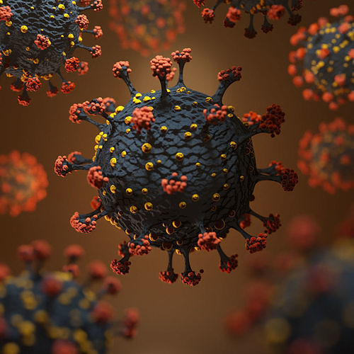 Omicron virus variant 3D model
