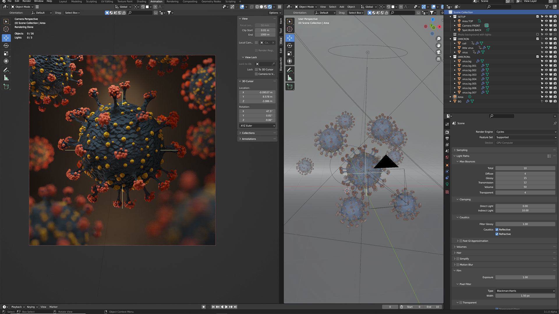 Omicron virus variant 3D model_4