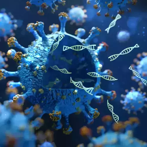 Omicron-Covid-19-CEPA-variant coronavirus with dna 3D model