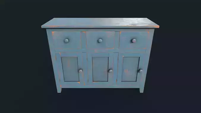 Vintage Buffet or Dresser Low-poly 3D model