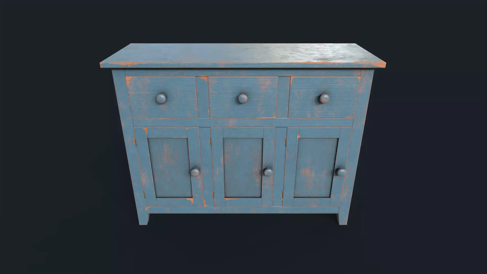 Vintage Buffet or Dresser Low-poly 3D model