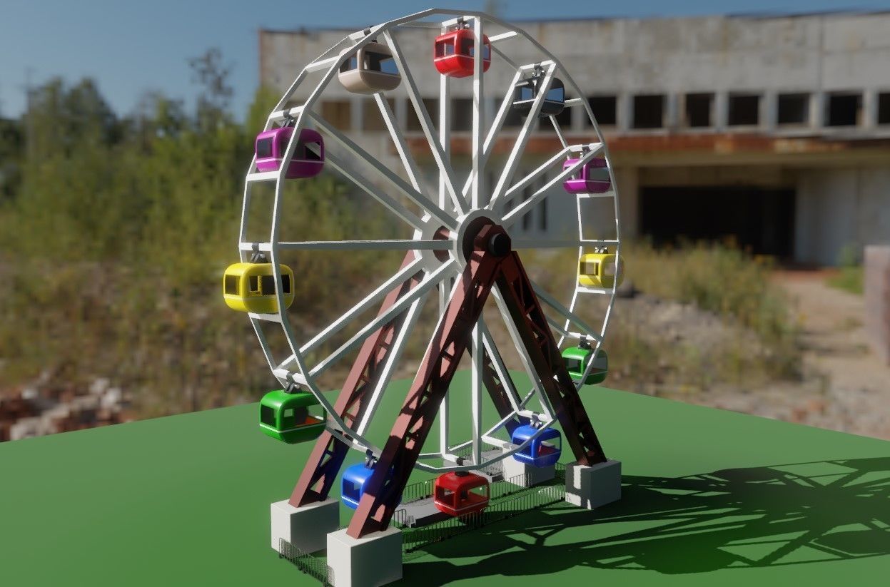 Giant Wheel - Amusement Park - Roda Gigante Low-poly 3D model_16
