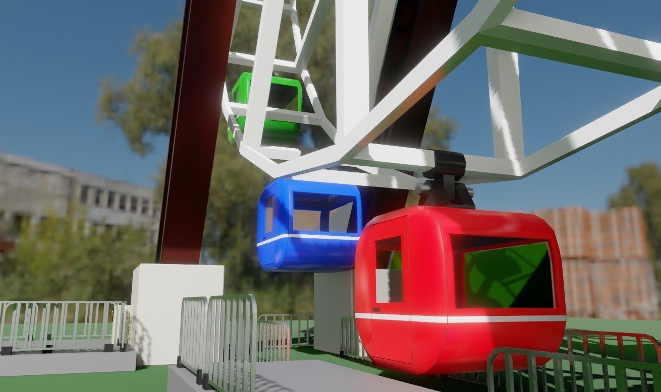 Giant Wheel - Amusement Park - Roda Gigante Low-poly 3D model_13