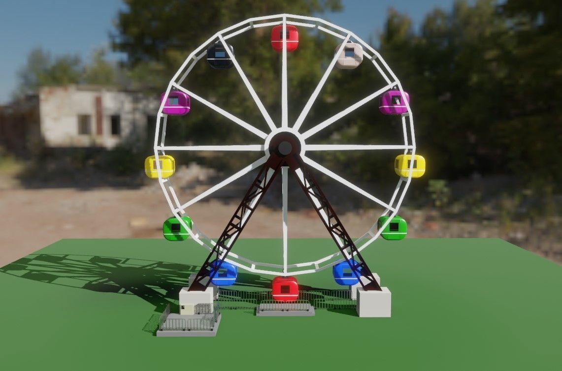 Giant Wheel - Amusement Park - Roda Gigante Low-poly 3D model_19