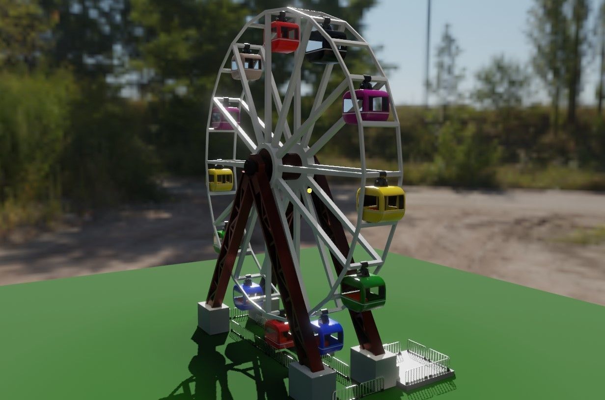 Giant Wheel - Amusement Park - Roda Gigante Low-poly 3D model_3