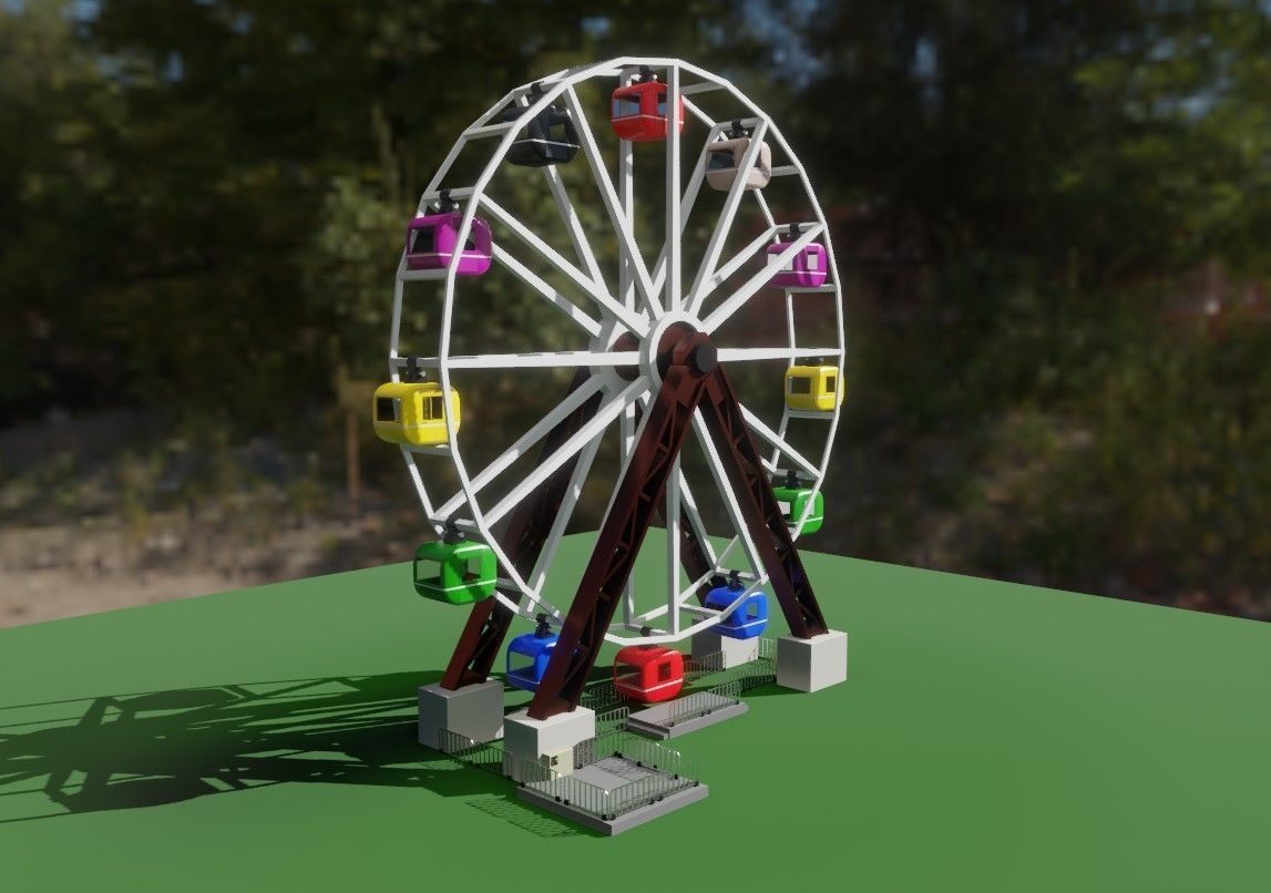 Giant Wheel - Amusement Park - Roda Gigante Low-poly 3D model_5