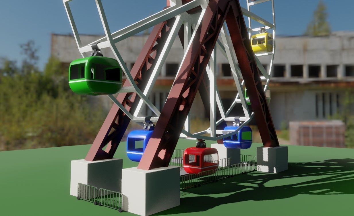 Giant Wheel - Amusement Park - Roda Gigante Low-poly 3D model_9