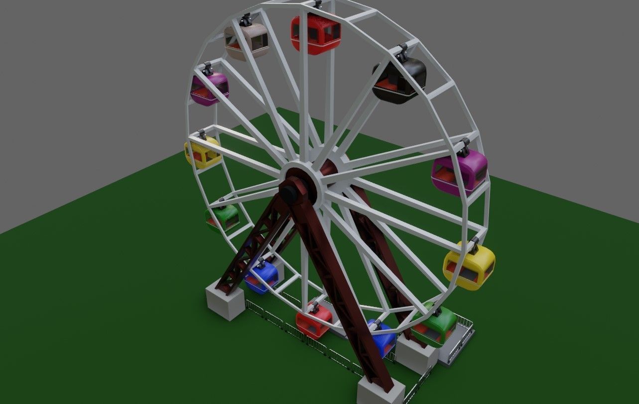 Giant Wheel - Amusement Park - Roda Gigante Low-poly 3D model_18
