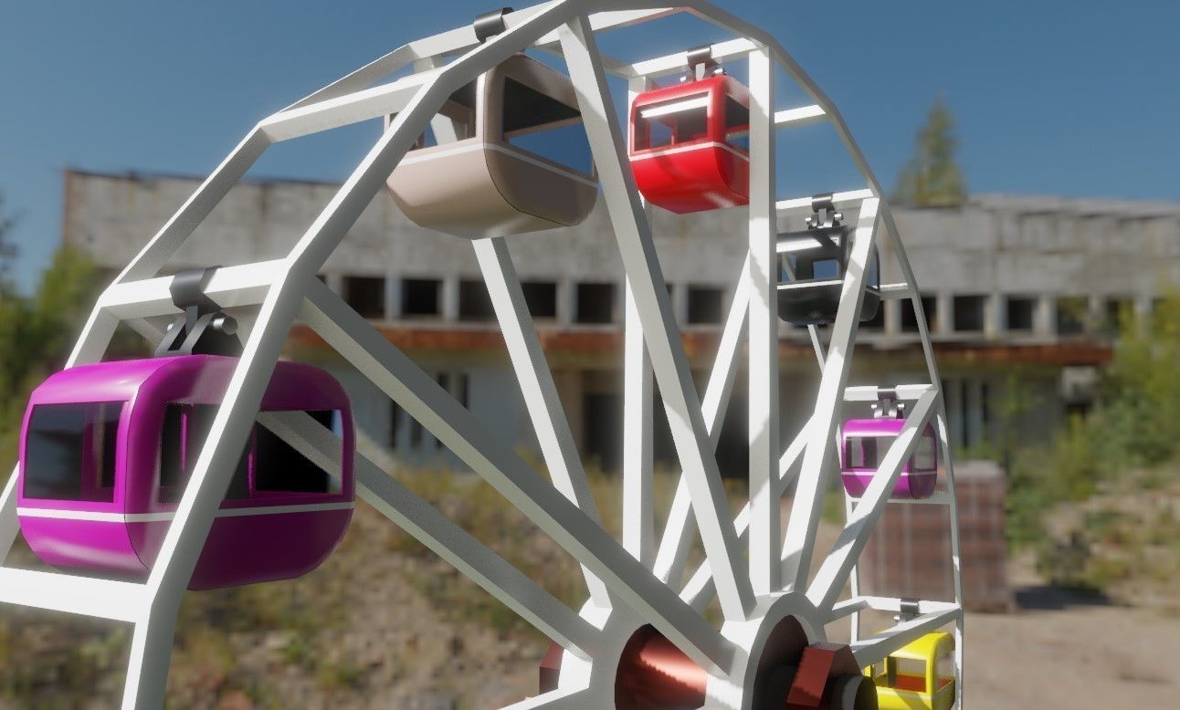 Giant Wheel - Amusement Park - Roda Gigante Low-poly 3D model_2