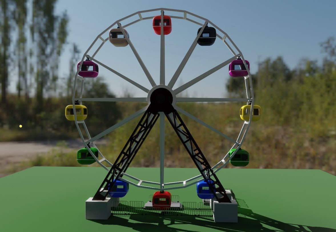 Giant Wheel - Amusement Park - Roda Gigante Low-poly 3D model_6