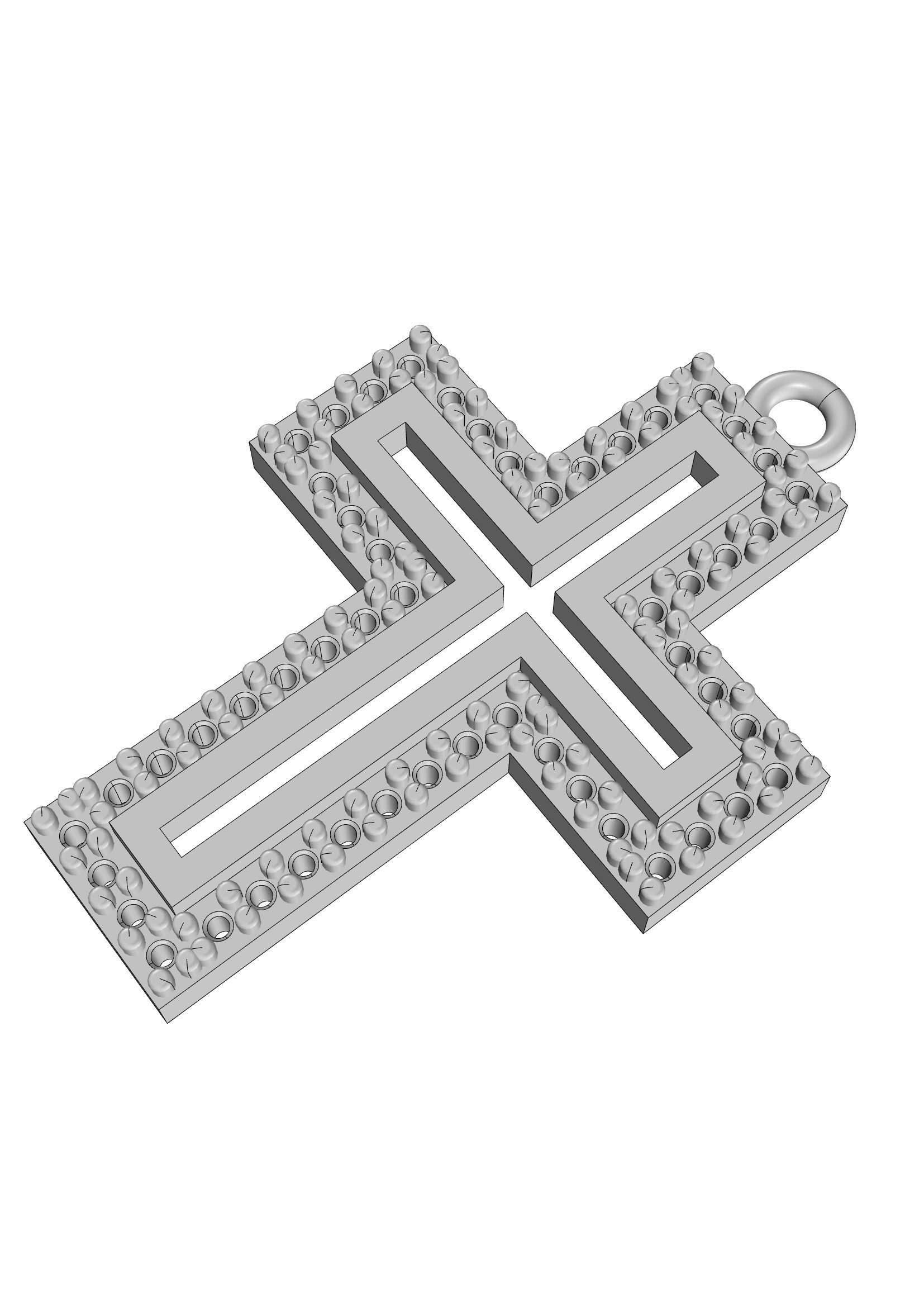 Cross rose gold pendant with diamonds 3D print model_28