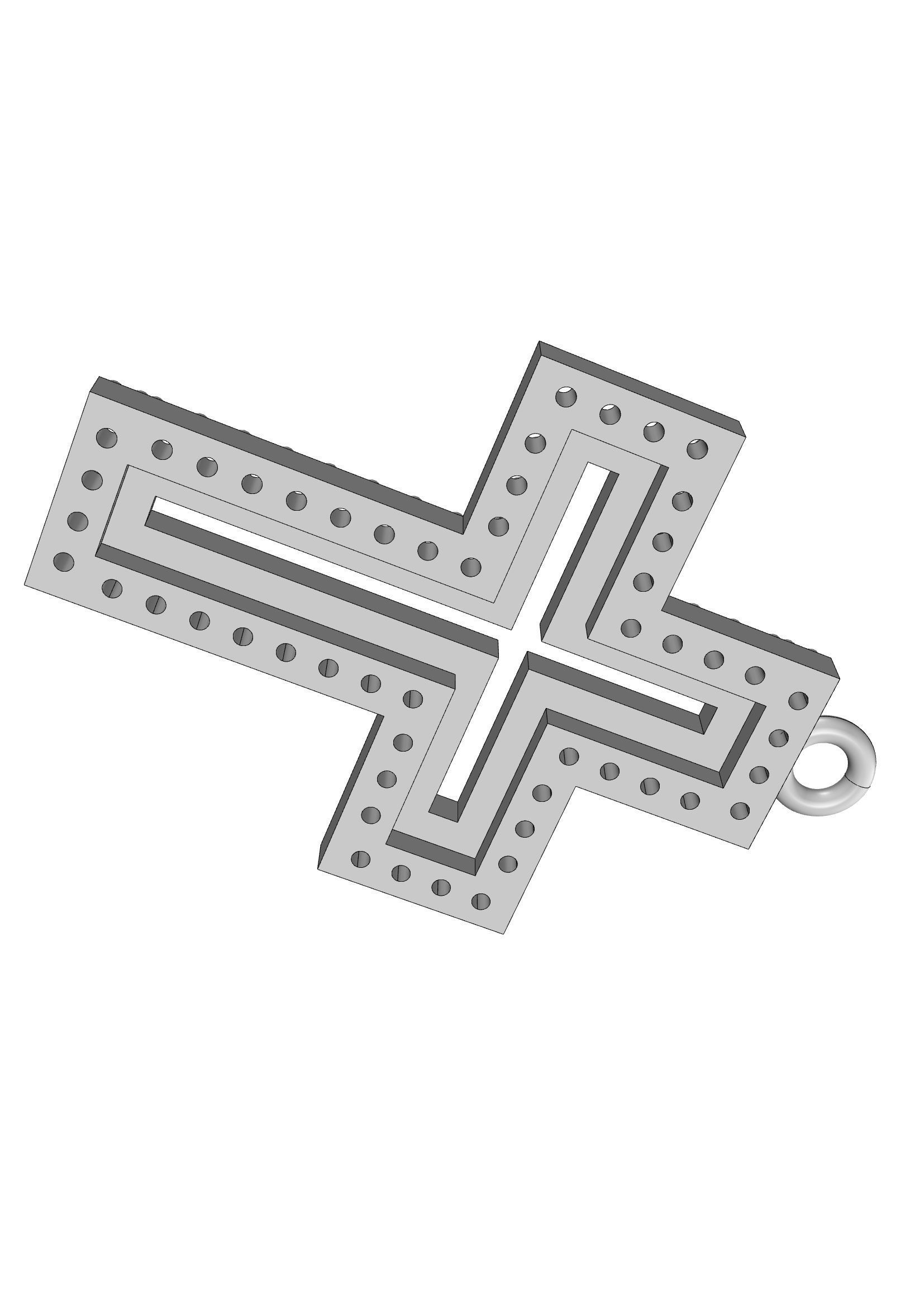 Cross rose gold pendant with diamonds 3D print model_9