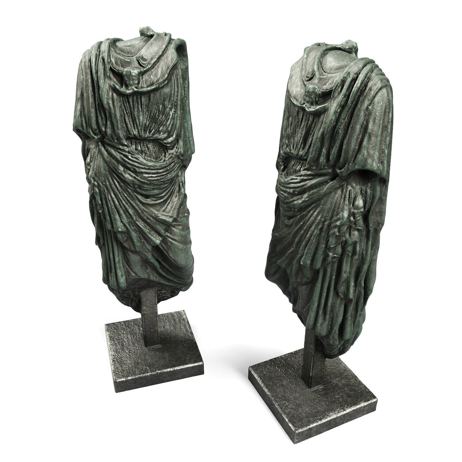 Athena sculpture standing 3D model_4