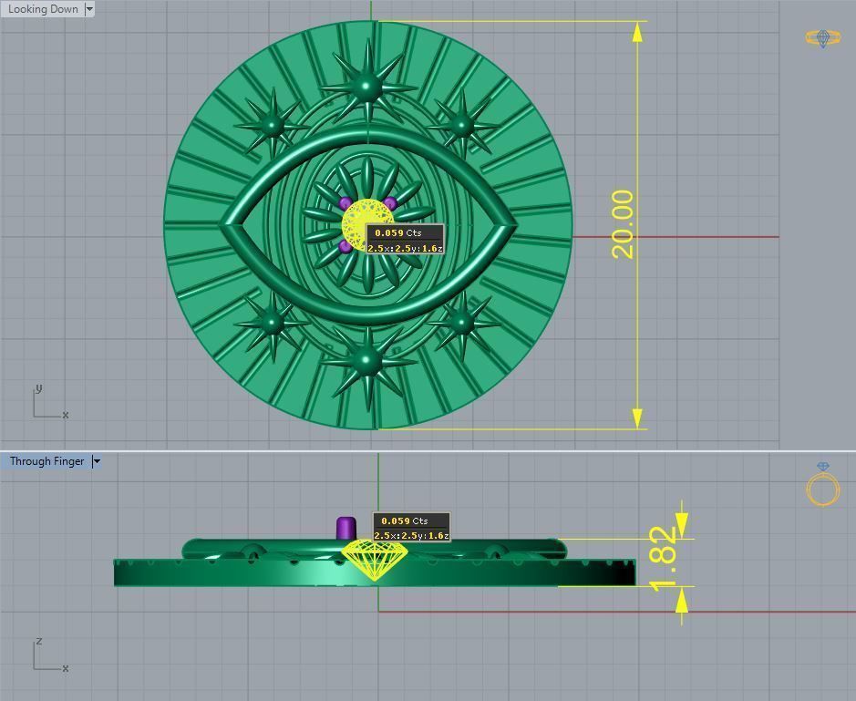 Evil Eye Pendant P 029 3D print model_4