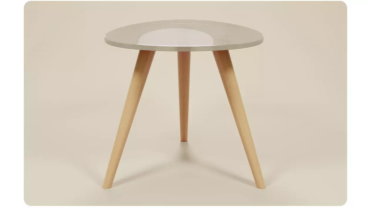 Glass table with tripod legs 3D model_0