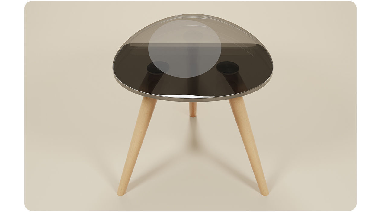 Glass table with tripod legs 3D model_3
