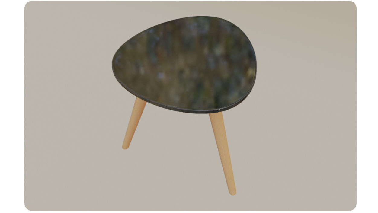 Glass table with tripod legs 3D model_4