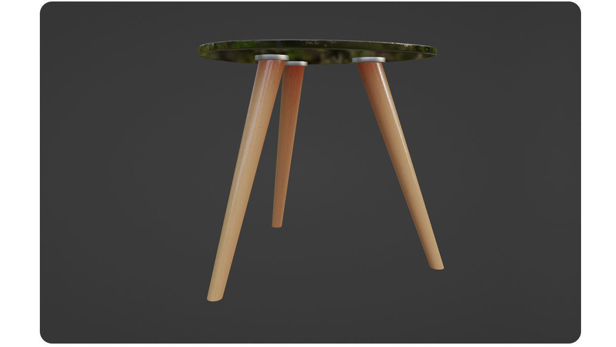 Glass table with tripod legs 3D model_8