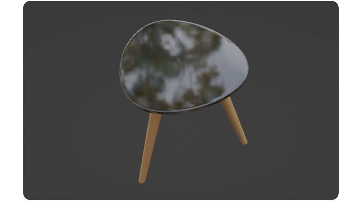 Glass table with tripod legs 3D model_7