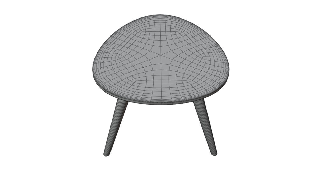 Glass table with tripod legs 3D model_11