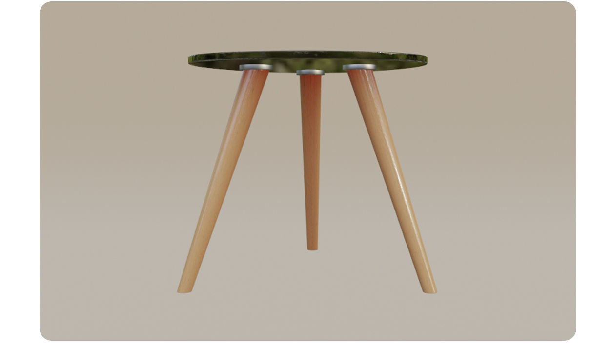 Glass table with tripod legs 3D model_5
