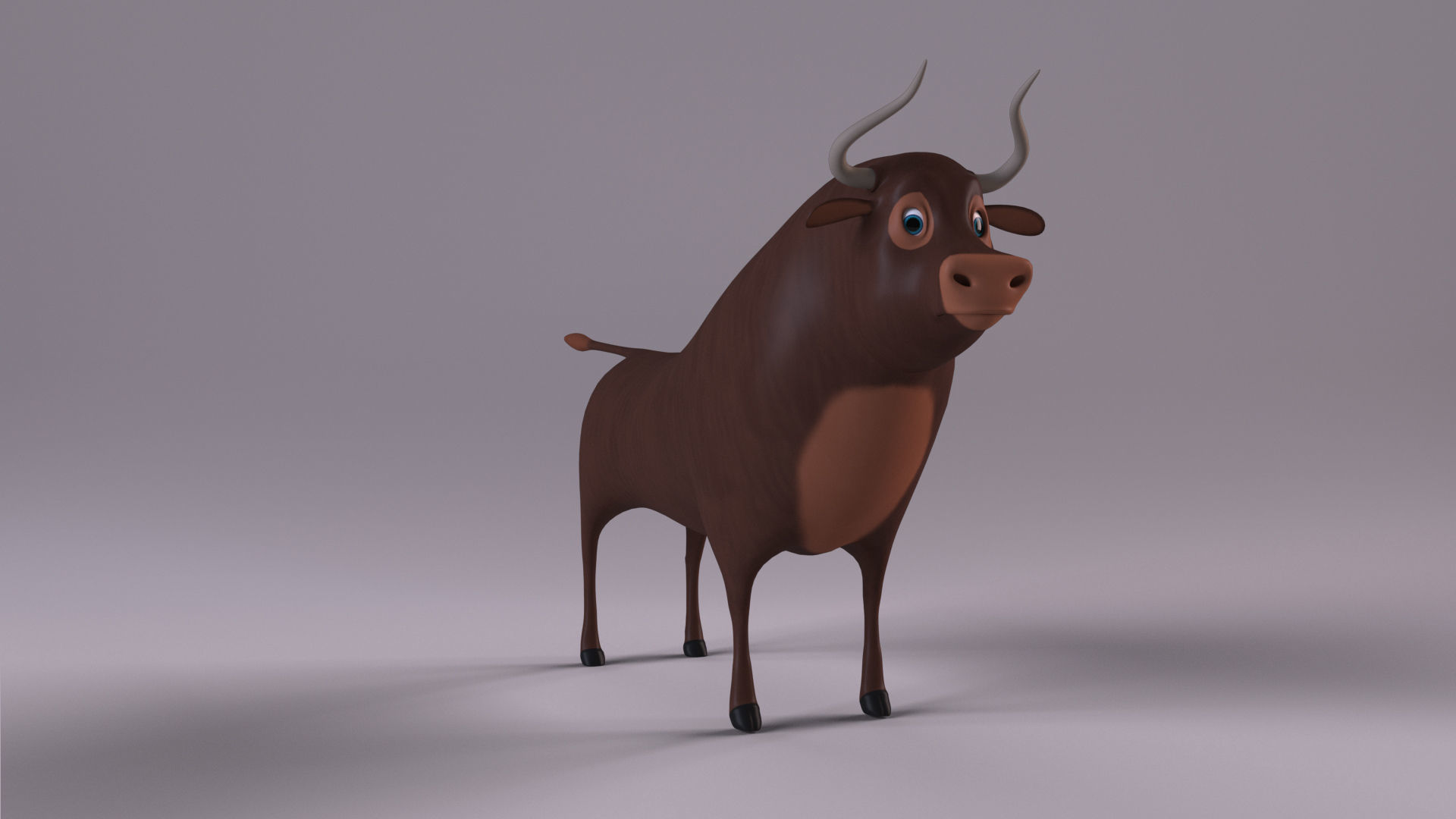 Cartoon Bull Rigged Low-poly 3D model_8
