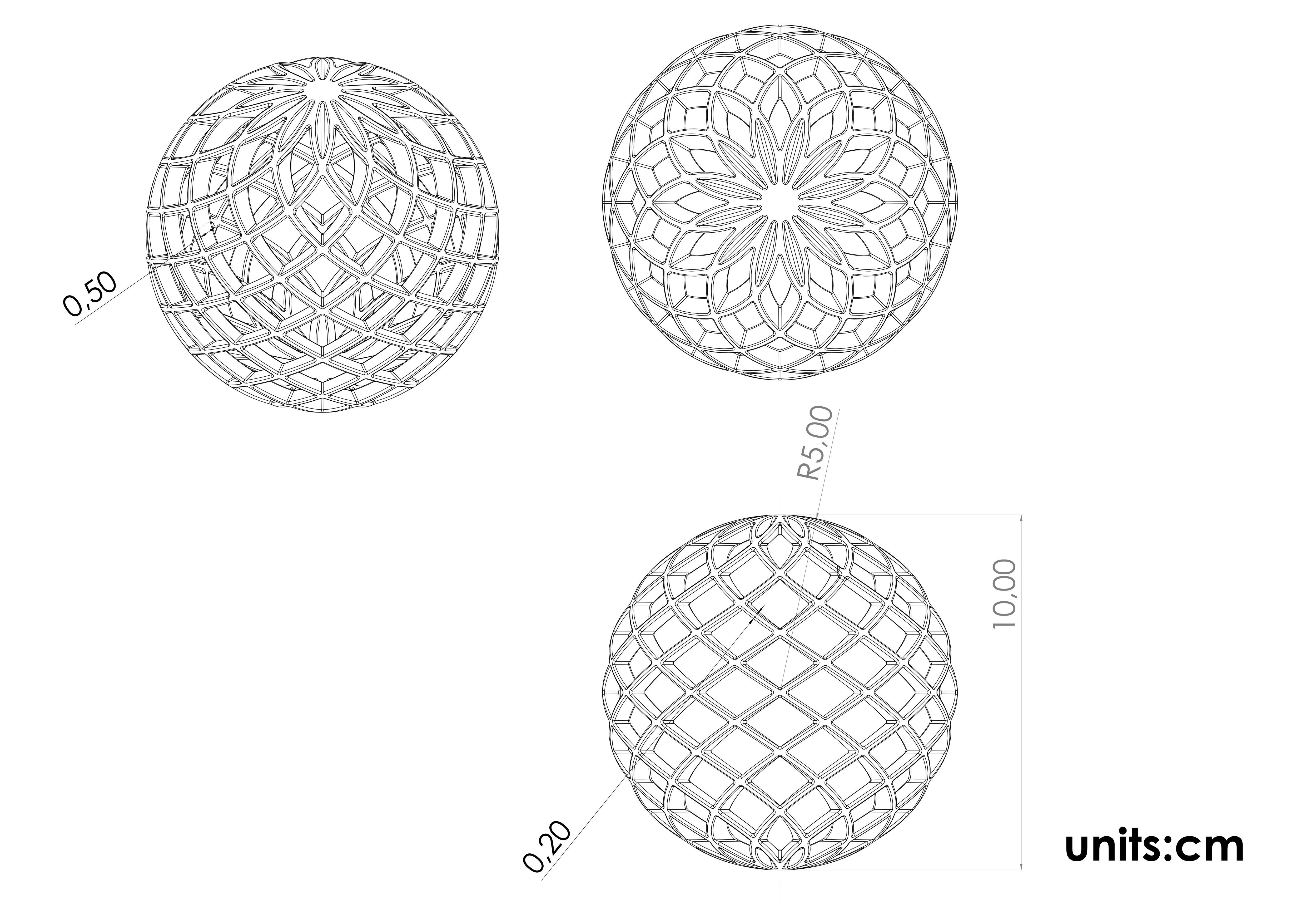 spherevex ball with lattice pattern 3D print model_6