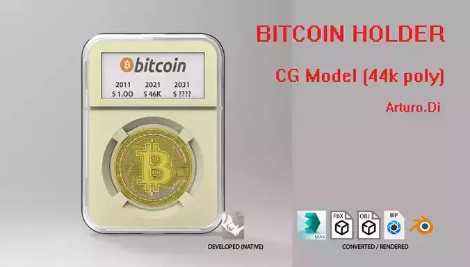 Bitcoin Collectible Holder Case 3D model