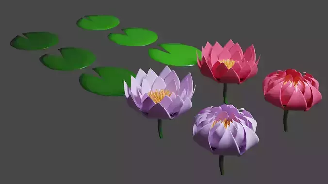 Lily pad collection Low-poly 3D model