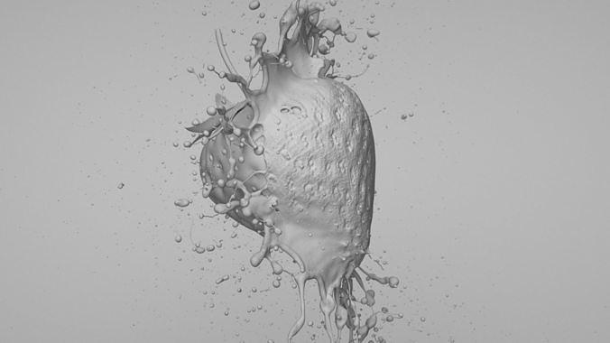 Strawberry Splash Animated 3D model 2