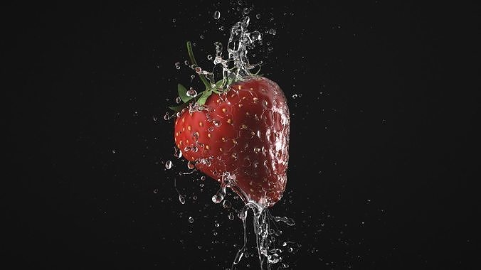 Strawberry Splash Animated 3D model 4