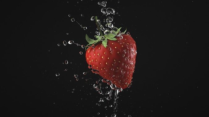 Strawberry Splash Animated 3D model 6