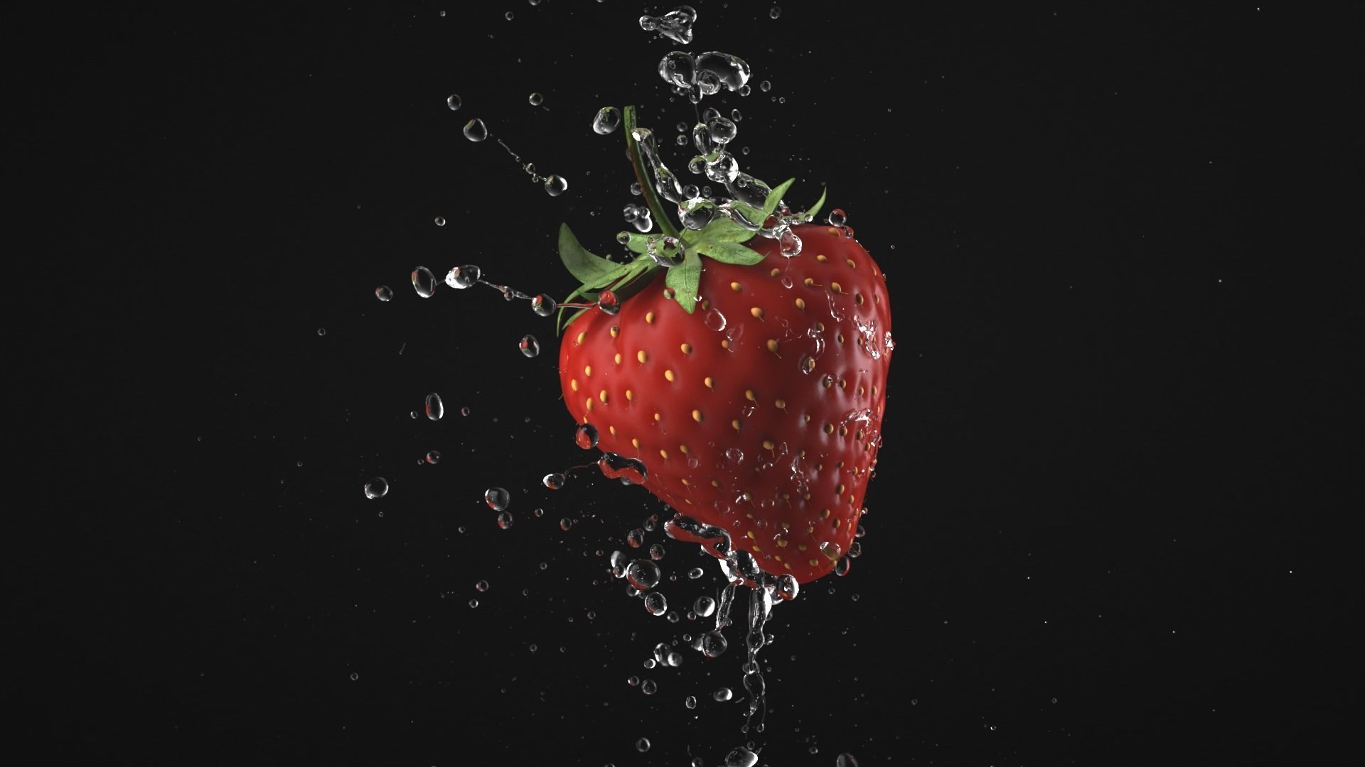 Strawberry Splash Animated 3D model_6