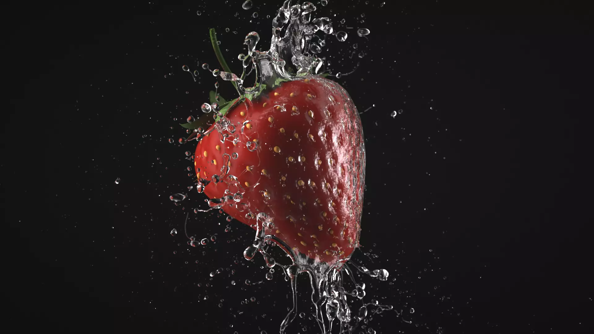 Strawberry Splash Animated 3D model_0