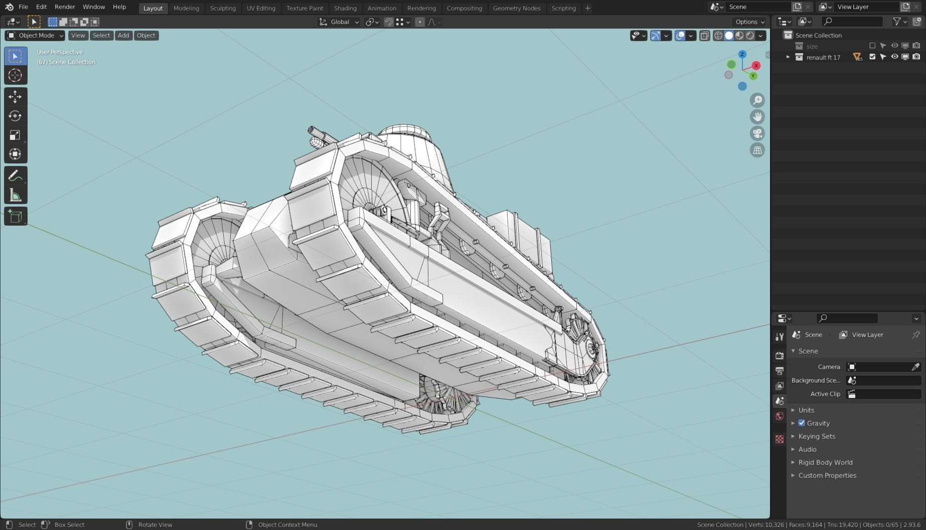 Renault FT 17 Tank Base Mesh Low-poly 3D model_15