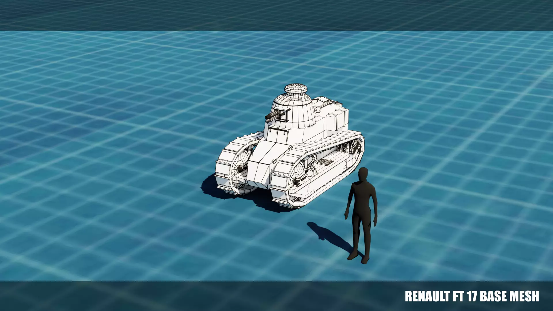 Renault FT 17 Tank Base Mesh Low-poly 3D model_0