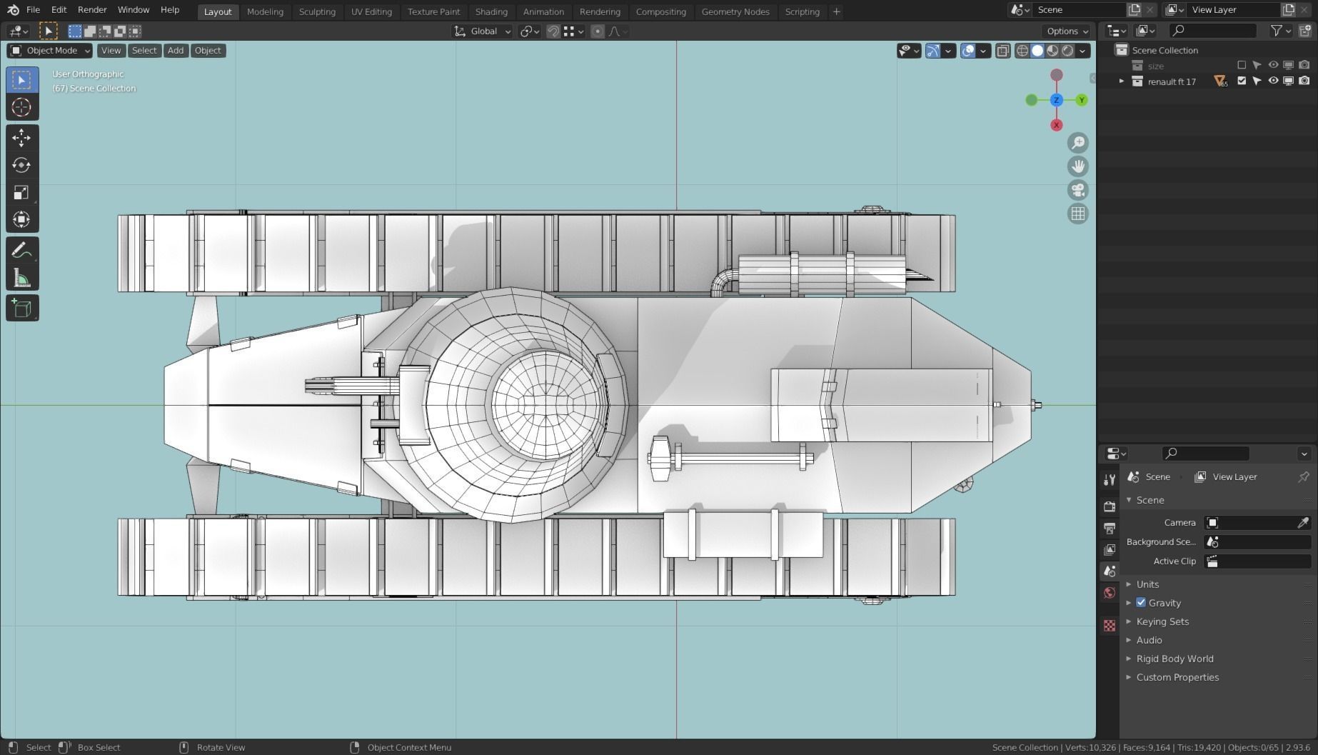 Renault FT 17 Tank Base Mesh Low-poly 3D model_17