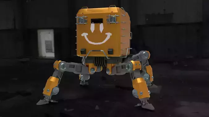 CubeMechine robot with smiley face