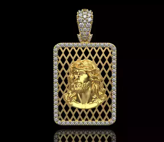 jesus pendant with precious stones