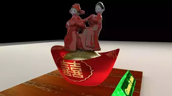 Chinese wedding couple figurine 3D model