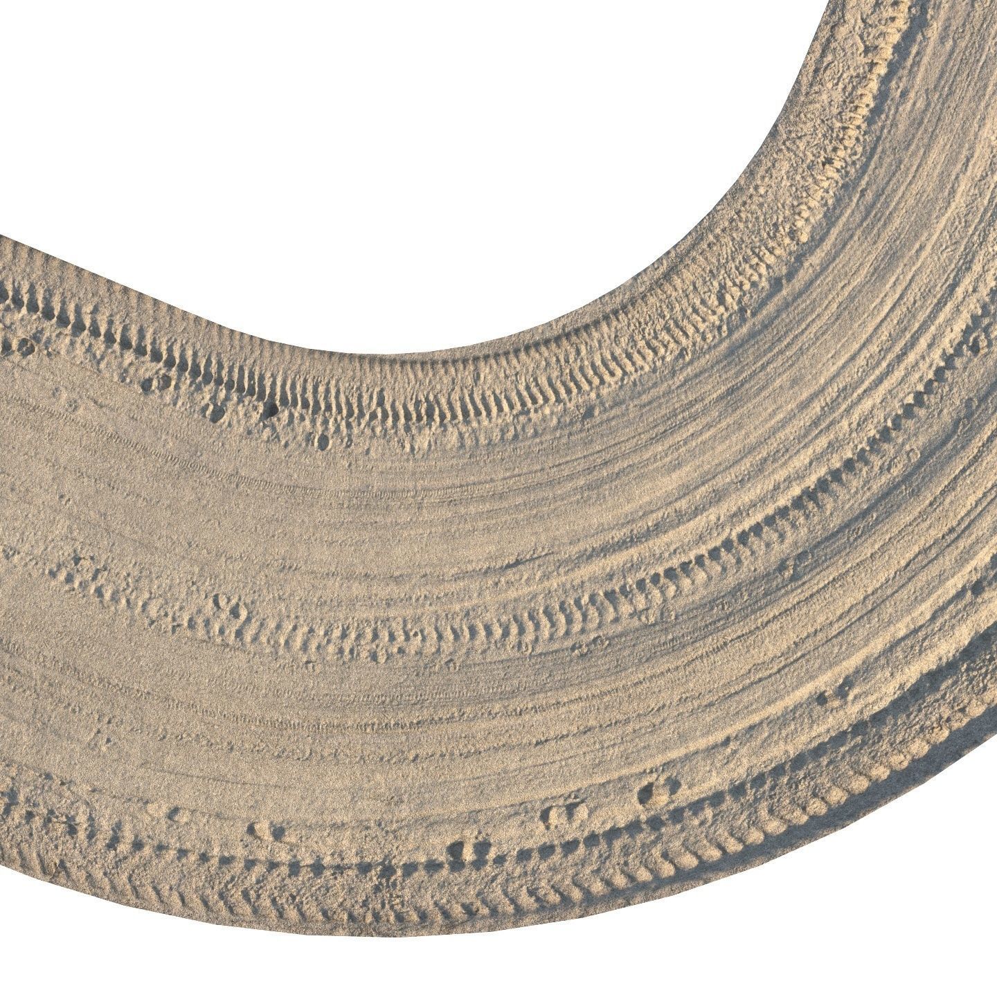 Sandy single lane road - 25 meters 3D model_6