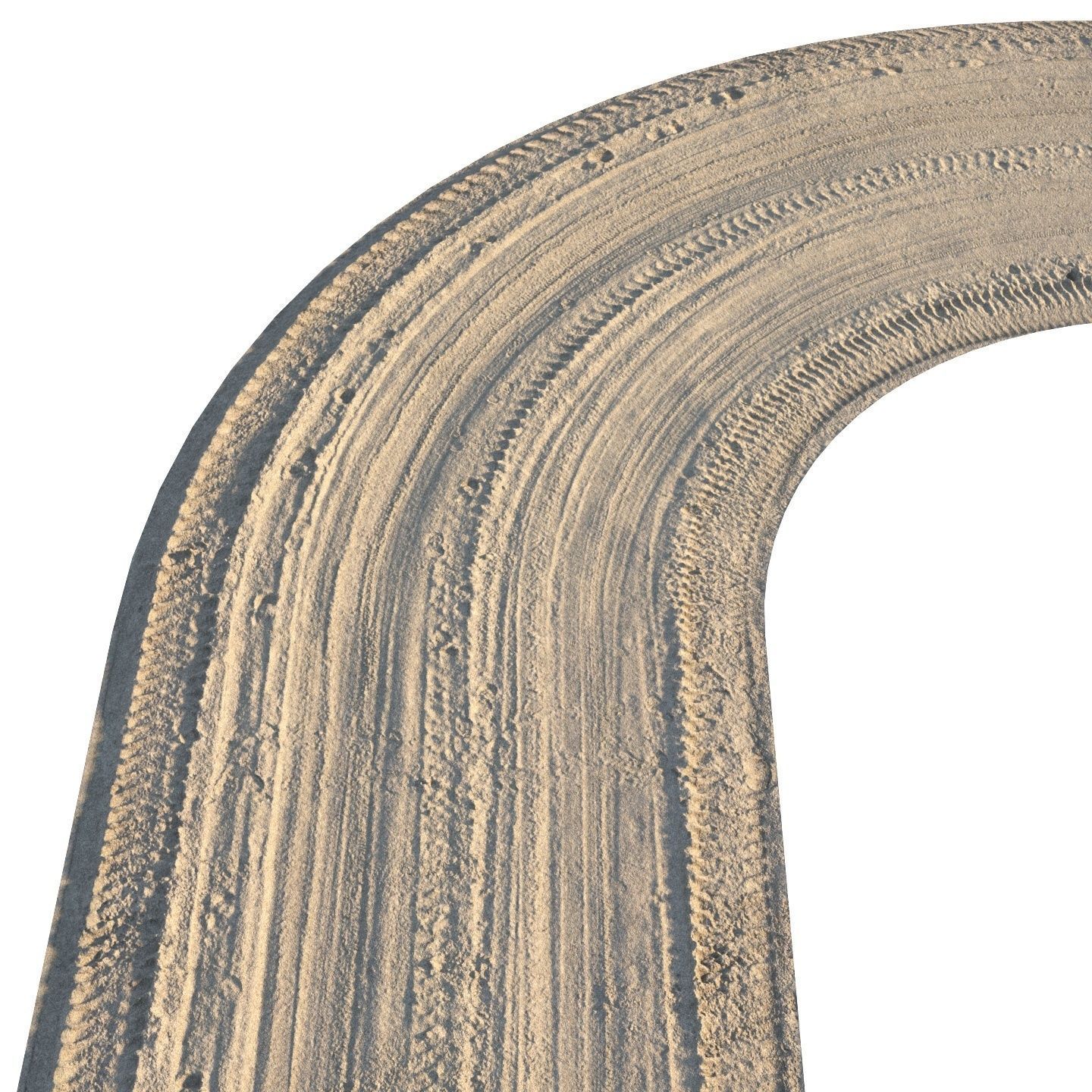 Sandy single lane road - 25 meters 3D model_2