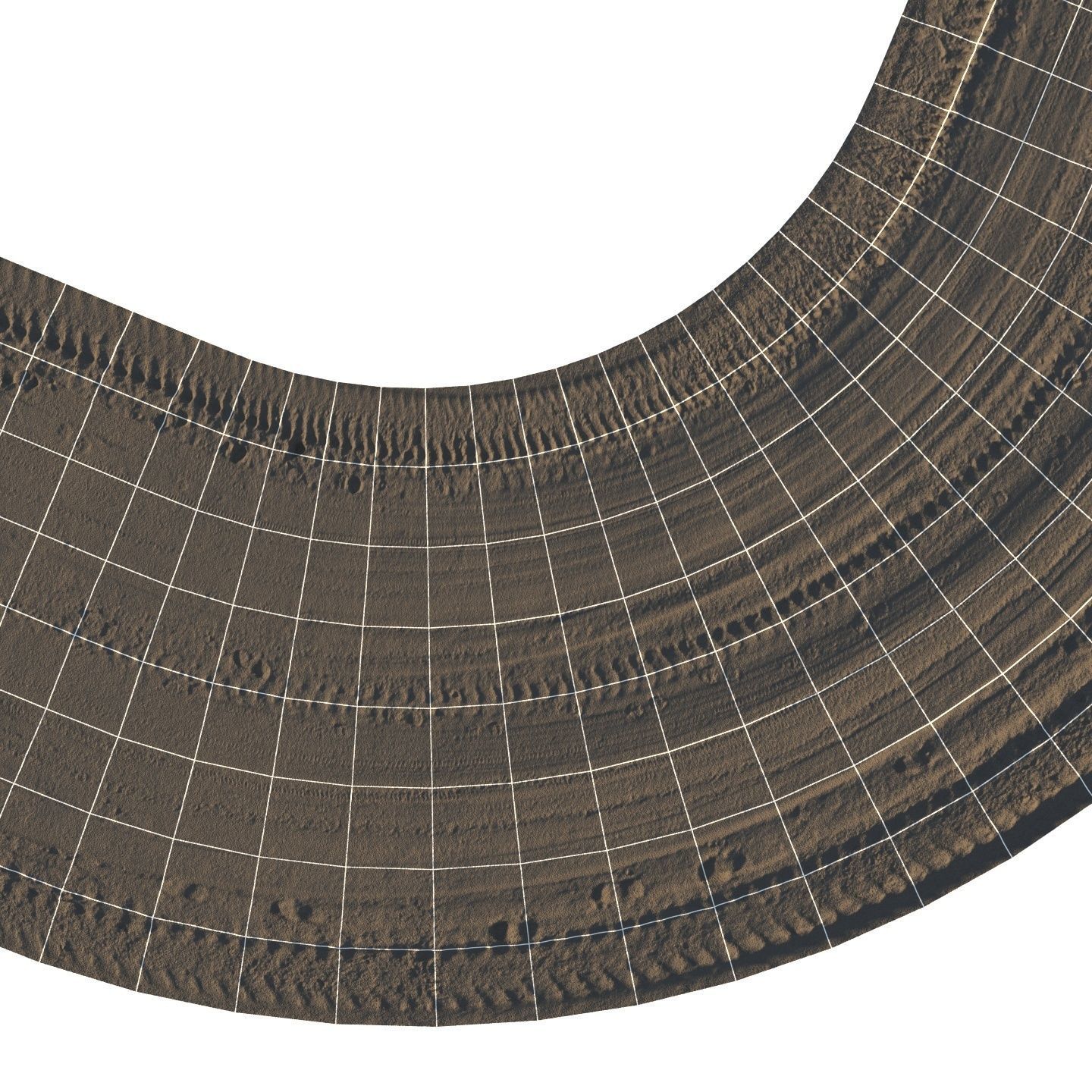 Sandy single lane road - 25 meters 3D model_7