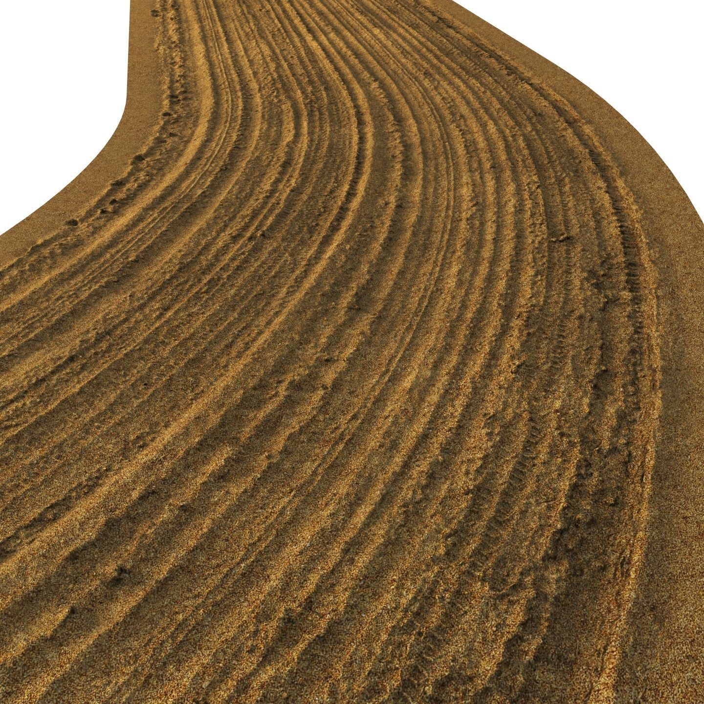 Sandy single lane road 03 - 16 meters 3D model_3